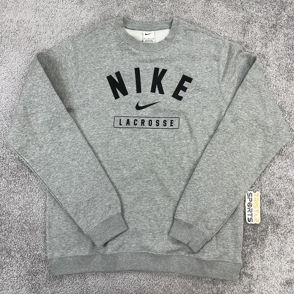 Nike Sweatshirt Mens Medium Lacrosse Club Fleece Crew Pullover Athletic Gray - Picture 1 of 9